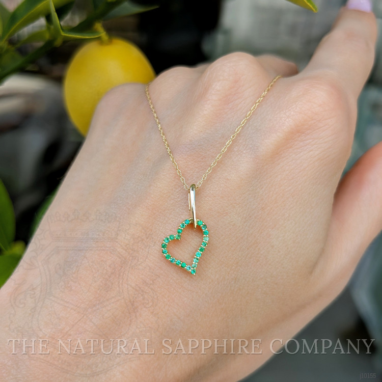 0.10 Ct. Emerald Pave Pendant, 14K Yellow Gold
