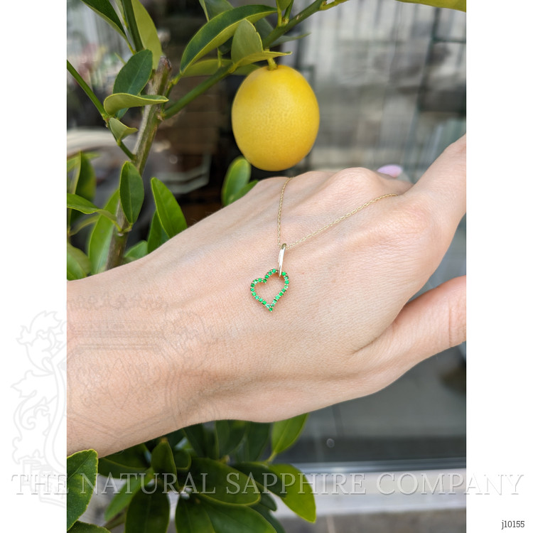 0.10 Ct. Emerald Pave Pendant, 14K Yellow Gold