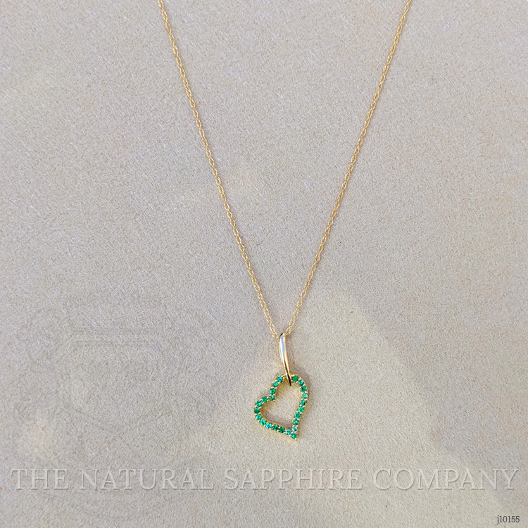 0.10 Ct. Emerald Pave Pendant, 14K Yellow Gold
