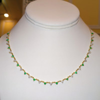 0.93 Ct. Emerald and Natural Diamond Accent Stones Necklace, 14K Yellow Gold Image