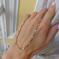 0.93 Ct. Emerald Natural Diamond Accent Stones Necklace, 14K Yellow Gold Life Style