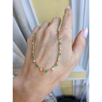 0.93 Ct. Emerald Natural Diamond Accent Stones Necklace, 14K Yellow Gold Life Style