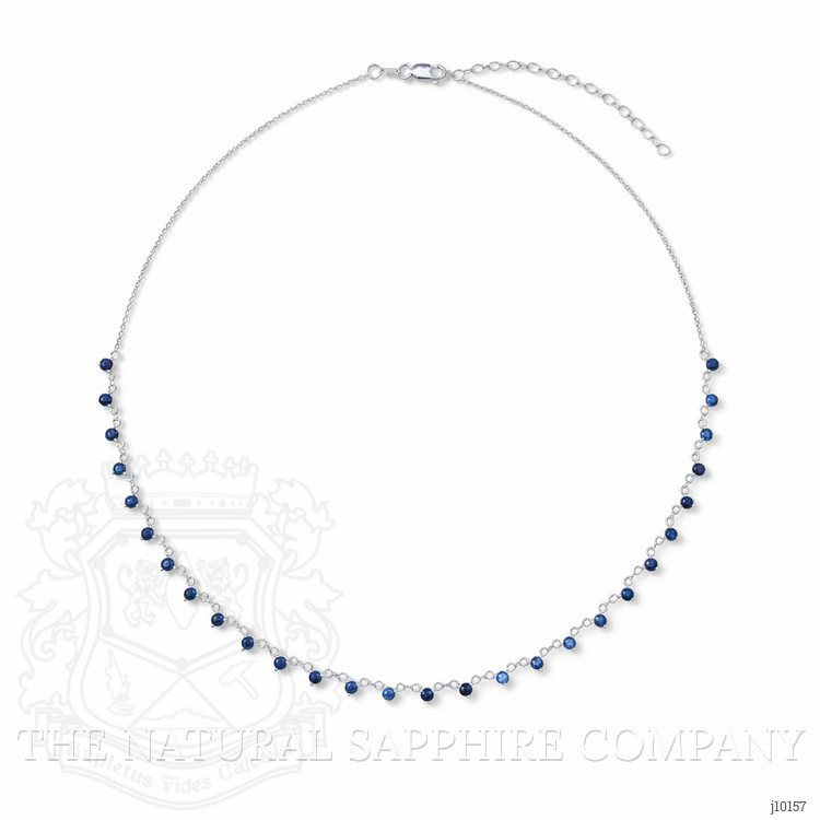 2.75 Ct. Blue Sapphire Accent Stones Necklace, 14K White Gold