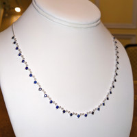 2.75 Ct. Blue Sapphire Accent Stones Necklace, 14K White Gold Image