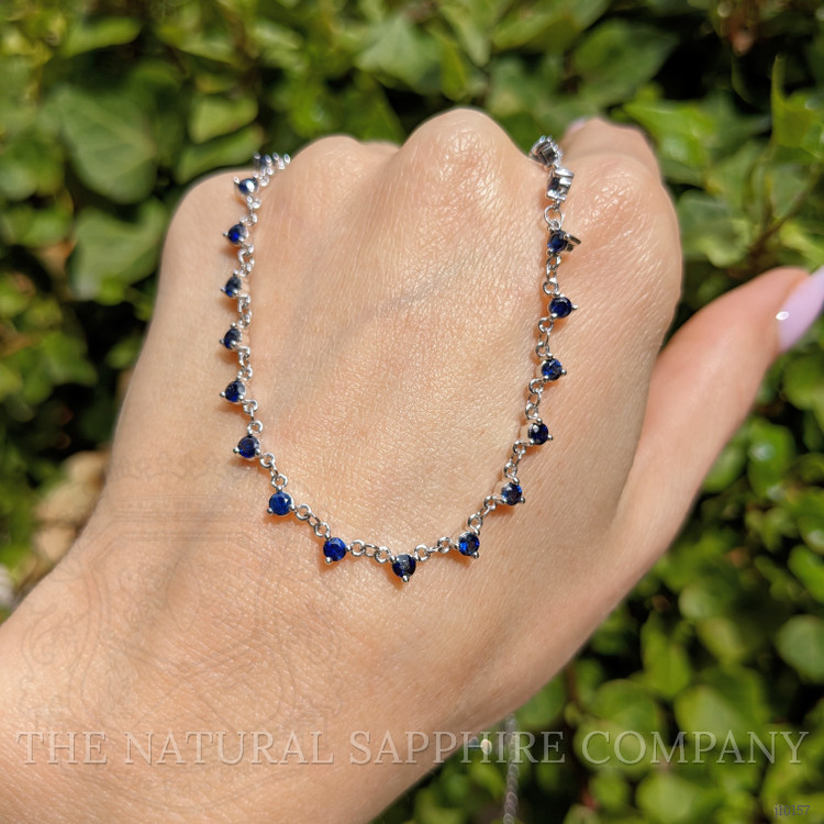 2.75 Ct. Blue Sapphire Accent Stones Necklace, 14K White Gold