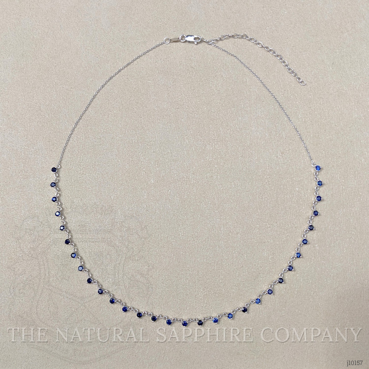 2.75 Ct. Blue Sapphire Accent Stones Necklace, 14K White Gold