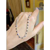 2.75 Ct. Blue Sapphire Accent Stones Necklace, 14K White Gold Life Style