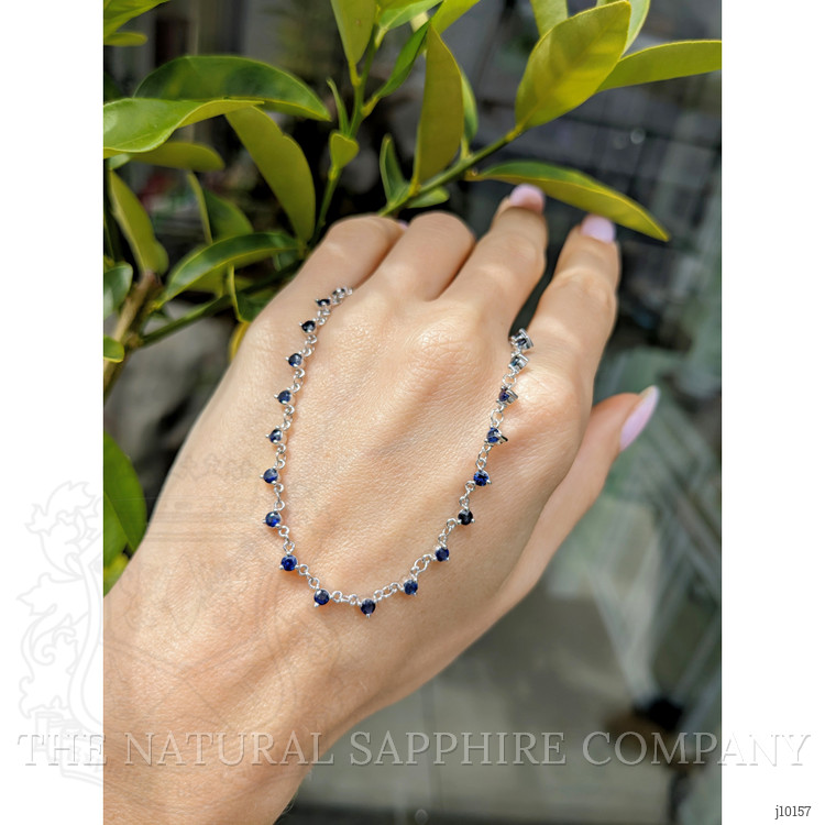 2.75 Ct. Blue Sapphire Accent Stones Necklace, 14K White Gold