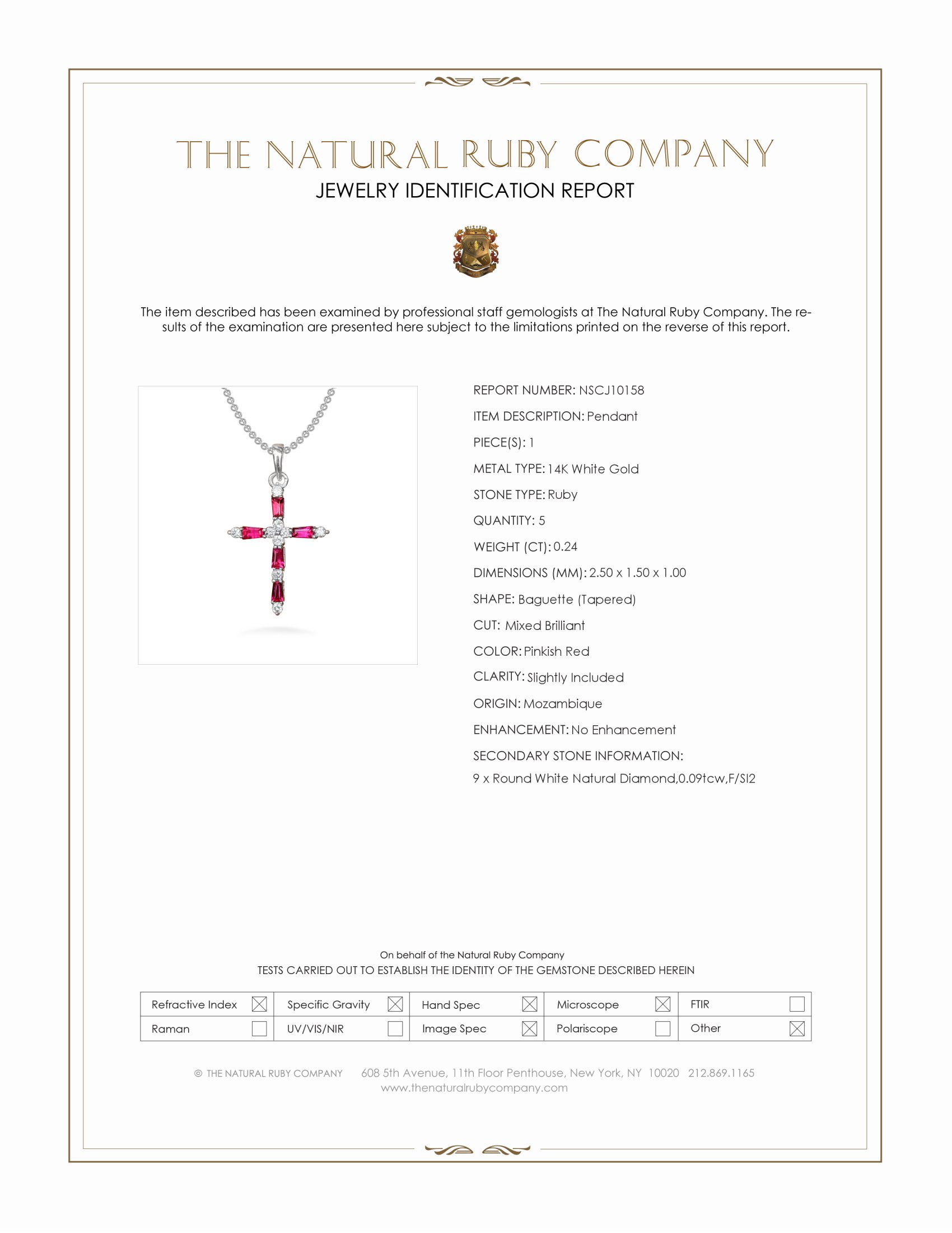 0.24 Ct. Pinkish Red Ruby and Natural Diamond Pave Pendant, 14K White Gold