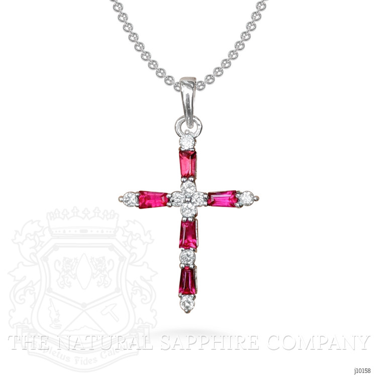 0.24 Ct. Ruby Natural Diamond Pave Pendant, 14K White Gold