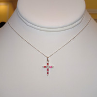 0.24 Ct. Ruby Natural Diamond Pave Pendant, 14K White Gold Image