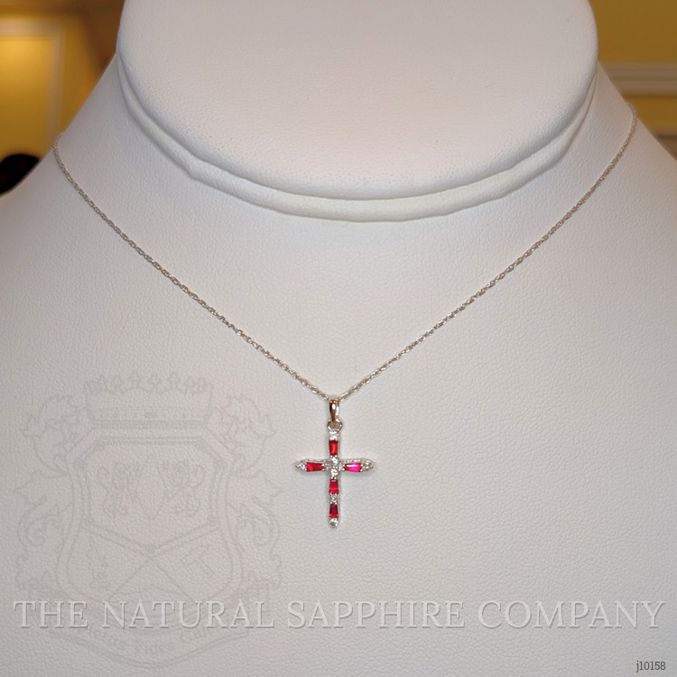 0.24 Ct. Ruby Natural Diamond Pave Pendant, 14K White Gold