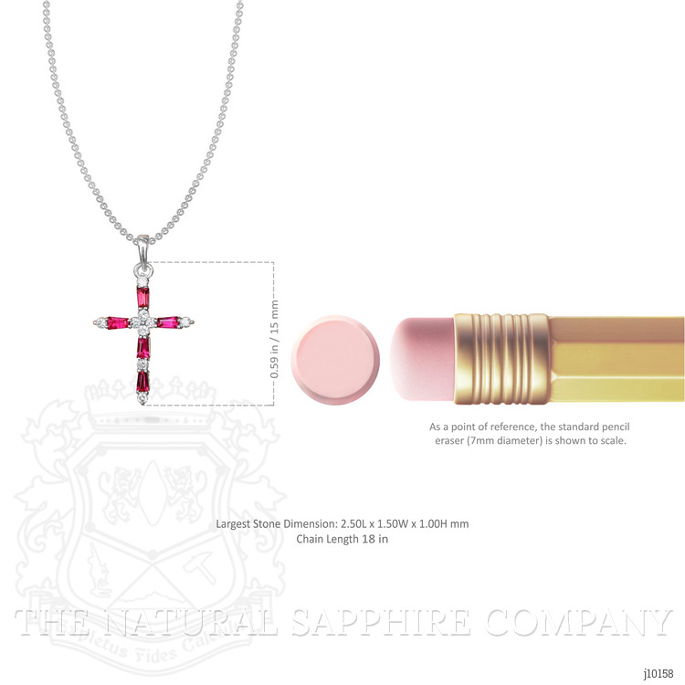 0.24 Ct. Ruby Natural Diamond Pave Pendant, 14K White Gold