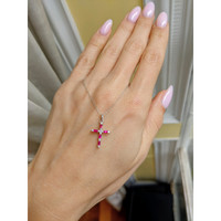 0.24 Ct. Ruby Natural Diamond Pave Pendant, 14K White Gold Life Style