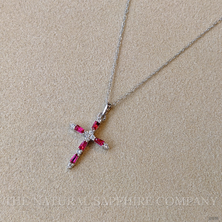 0.24 Ct. Ruby Natural Diamond Pave Pendant, 14K White Gold