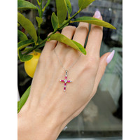 0.24 Ct. Ruby Natural Diamond Pave Pendant, 14K White Gold Life Style