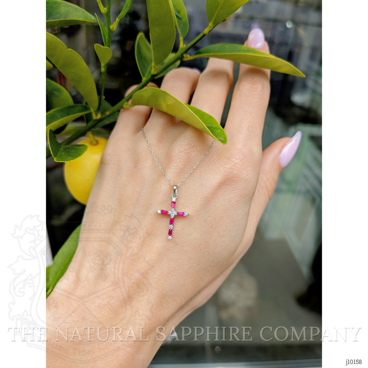 0.24 Ct. Ruby Natural Diamond Pave Pendant, 14K White Gold