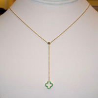 0.08 Ct. Emerald Pave Necklace, 14K Yellow Gold Image