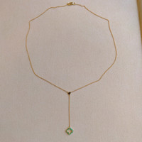 0.08 Ct. Emerald Pave Necklace, 14K Yellow Gold Life Style