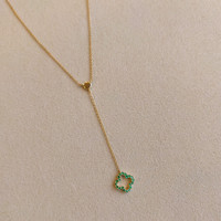 0.08 Ct. Emerald Pave Necklace, 14K Yellow Gold Life Style