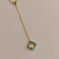 0.08 Ct. Emerald Pave Necklace, 14K Yellow Gold Life Style