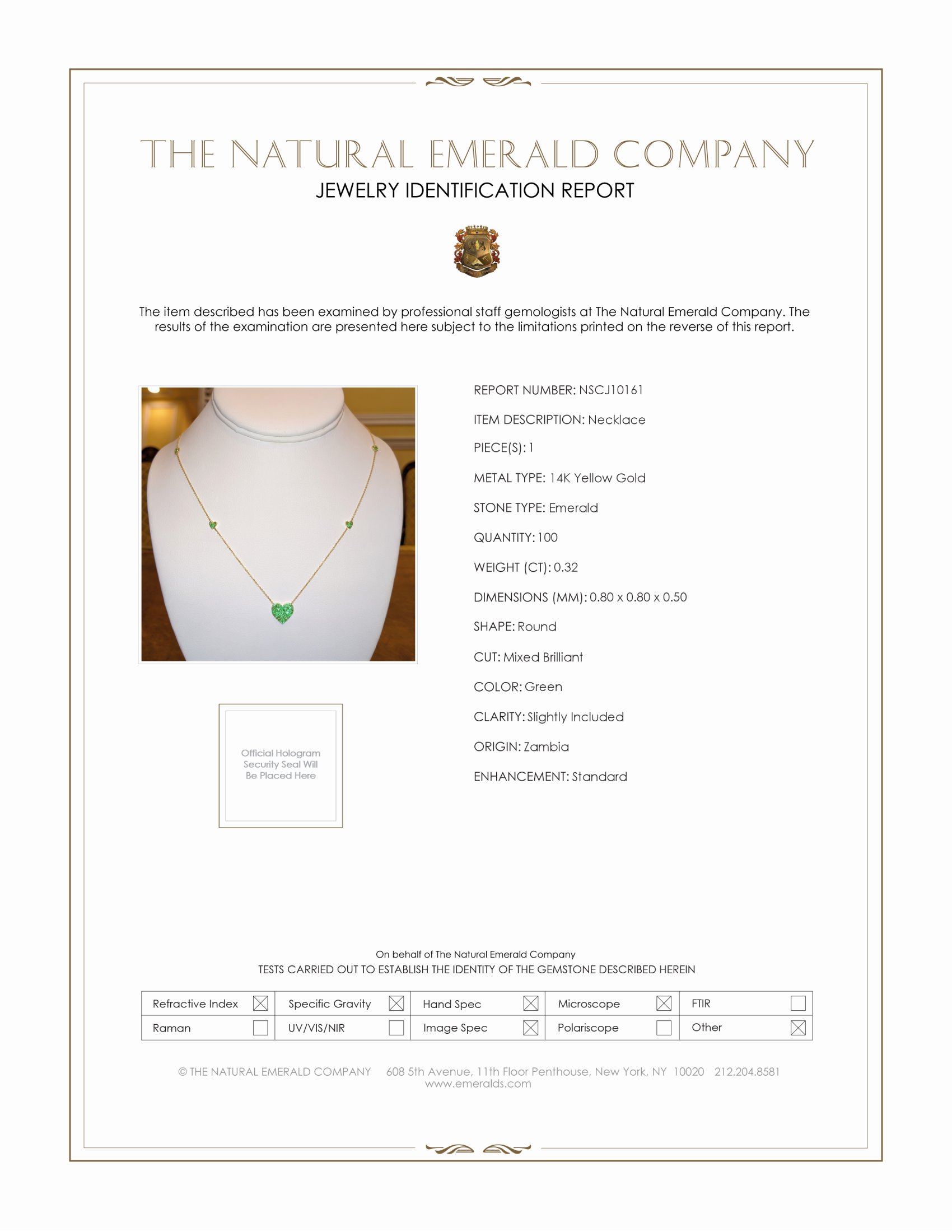 0.32 Ct. Emerald Pave Necklace, 14K Yellow Gold