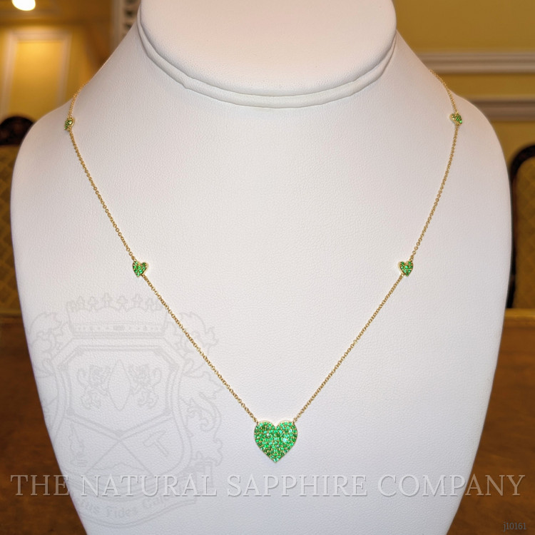 0.32 Ct. Emerald Pave Necklace, 14K Yellow Gold