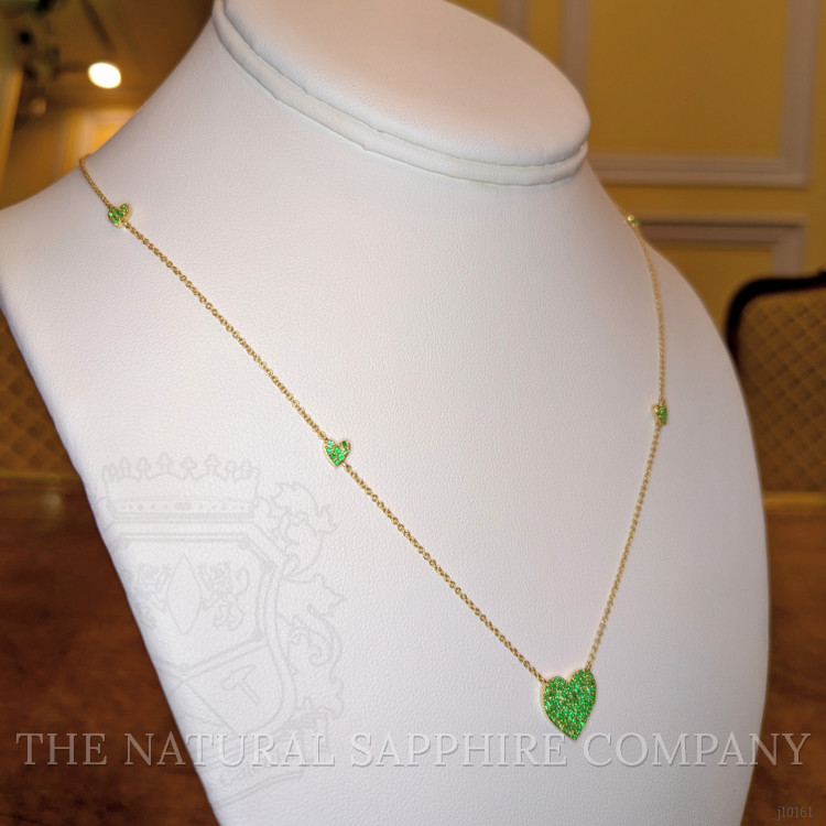 0.32 Ct. Emerald Pave Necklace, 14K Yellow Gold