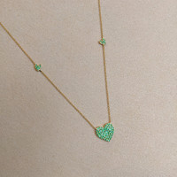 0.32 Ct. Emerald Pave Necklace, 14K Yellow Gold Life Style