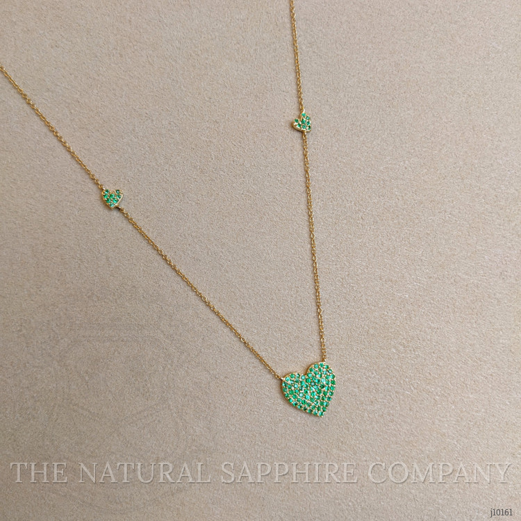 0.32 Ct. Emerald Pave Necklace, 14K Yellow Gold