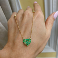 0.32 Ct. Emerald Pave Necklace, 14K Yellow Gold Life Style