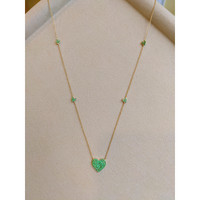 0.32 Ct. Emerald Pave Necklace, 14K Yellow Gold Life Style