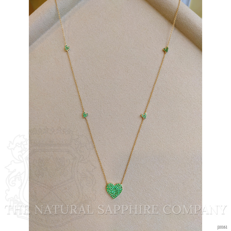 0.32 Ct. Emerald Pave Necklace, 14K Yellow Gold