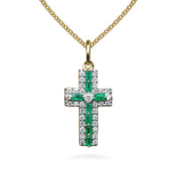 0.15 Ct. Emerald Natural Diamond Pave Pendant, 14K Yellow Gold Image