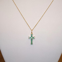 0.15 Ct. Emerald Natural Diamond Pave Pendant, 14K Yellow Gold Image