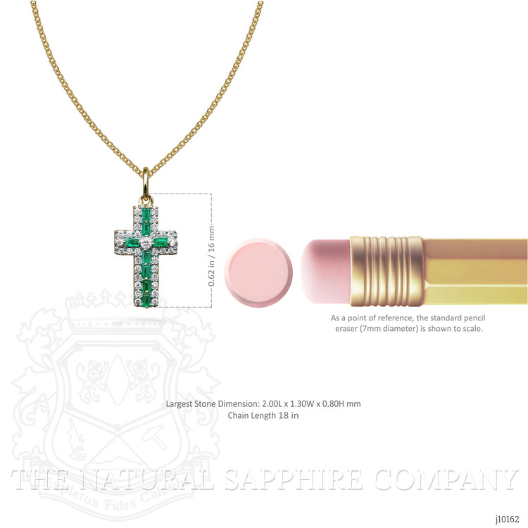 0.15 Ct. Emerald Natural Diamond Pave Pendant, 14K Yellow Gold