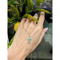 0.15 Ct. Emerald Natural Diamond Pave Pendant, 14K Yellow Gold Life Style
