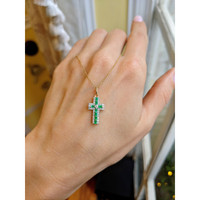 0.15 Ct. Emerald Natural Diamond Pave Pendant, 14K Yellow Gold Life Style