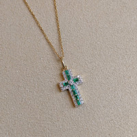 0.15 Ct. Emerald Natural Diamond Pave Pendant, 14K Yellow Gold Life Style