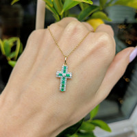 0.15 Ct. Emerald Natural Diamond Pave Pendant, 14K Yellow Gold Life Style