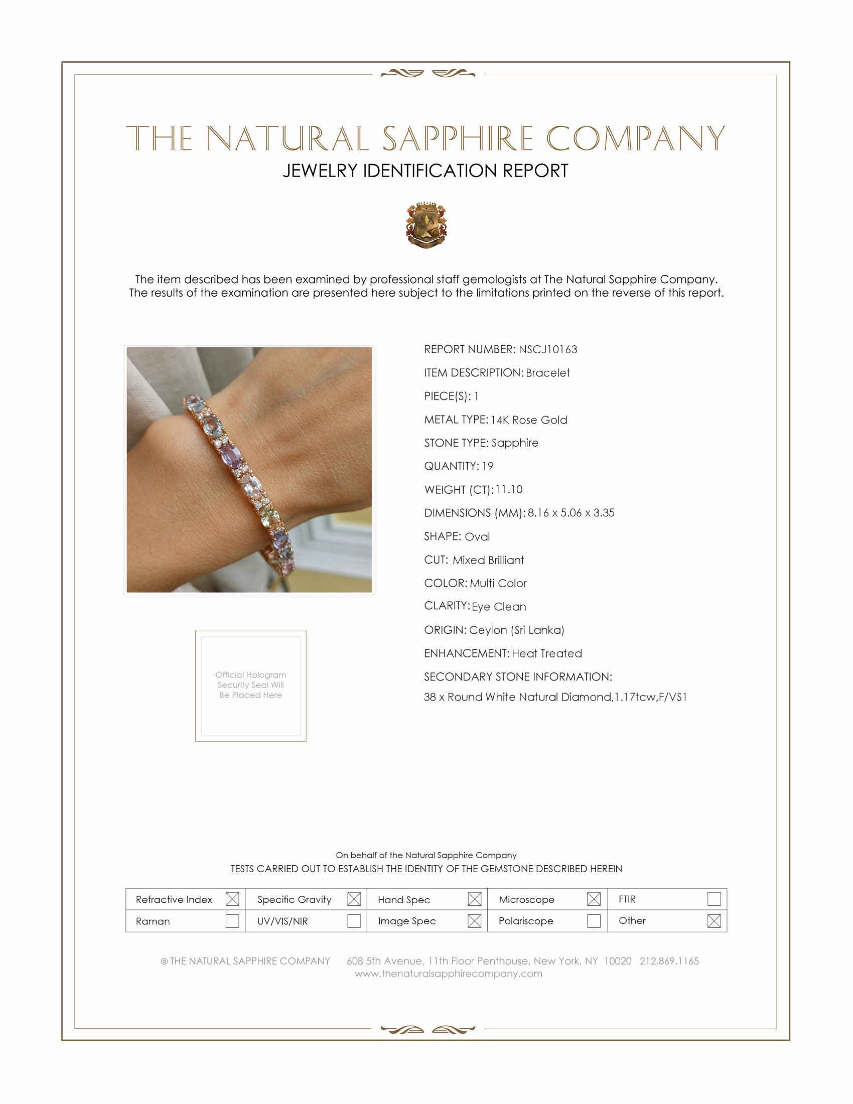 11.10 Ct.Tw. Multi Color Sapphire and Natural Diamond Halo Bracelet, 14K Rose Gold