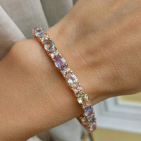 11.10 Ct.Tw. Sapphire 14K Rose Gold bracelet