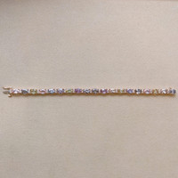 11.10 Ct.Tw. Multi Color Sapphire and Natural Diamond Halo Bracelet, 14K Rose Gold Image