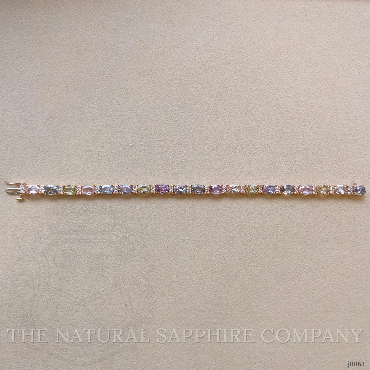 11.10 Ct.Tw. Multi Color Sapphire and Natural Diamond Halo Bracelet, 14K Rose Gold