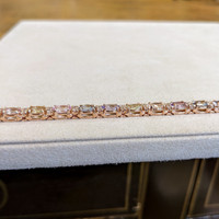 11.10 Ct.Tw. Multi Color Sapphire and Natural Diamond Halo Bracelet, 14K Rose Gold Life Style
