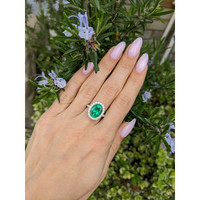 3.61 Ct. Emerald Natural Diamond Pave Ring, 18K White Gold Life Style