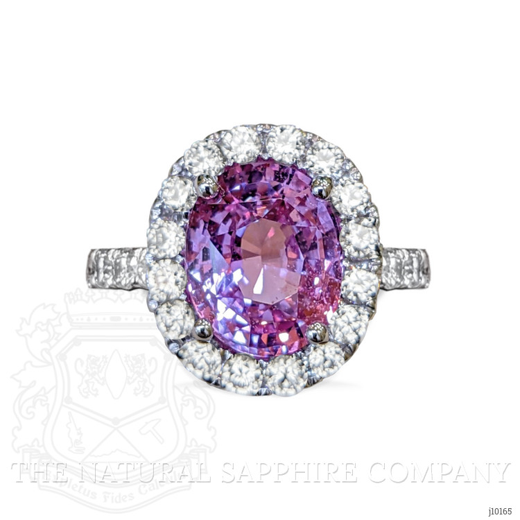 2.55 Ct. Pink Sapphire and Natural Diamond Pave Ring, 18K White Gold