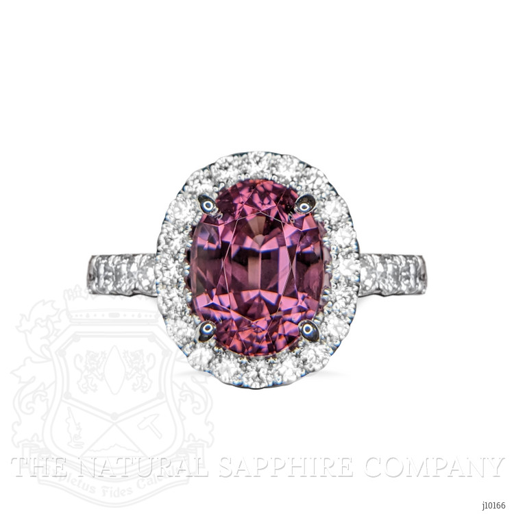 3.49 Ct. Spinel Natural Diamond Pave Ring, 18K White Gold