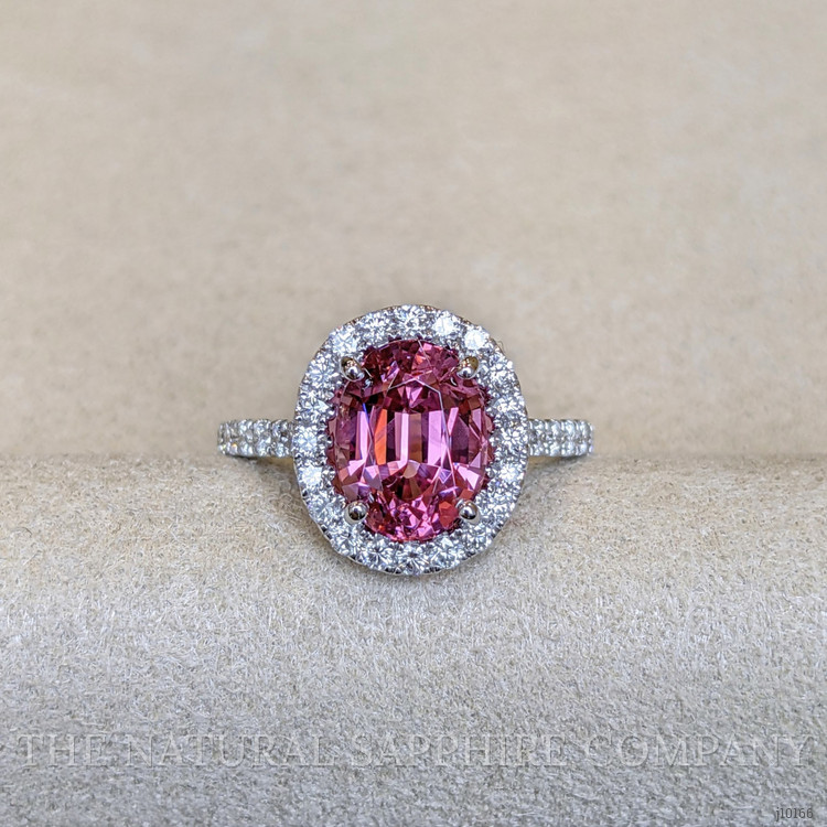 3.49 Ct. Spinel Natural Diamond Pave Ring, 18K White Gold