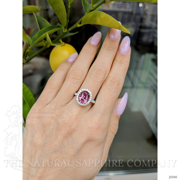 3.49 Ct. Spinel Natural Diamond Pave Ring, 18K White Gold